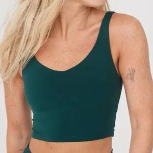 OFFLINE By Aerie Real Me Low Key Longline Sports Bra Deep Forest Green Small